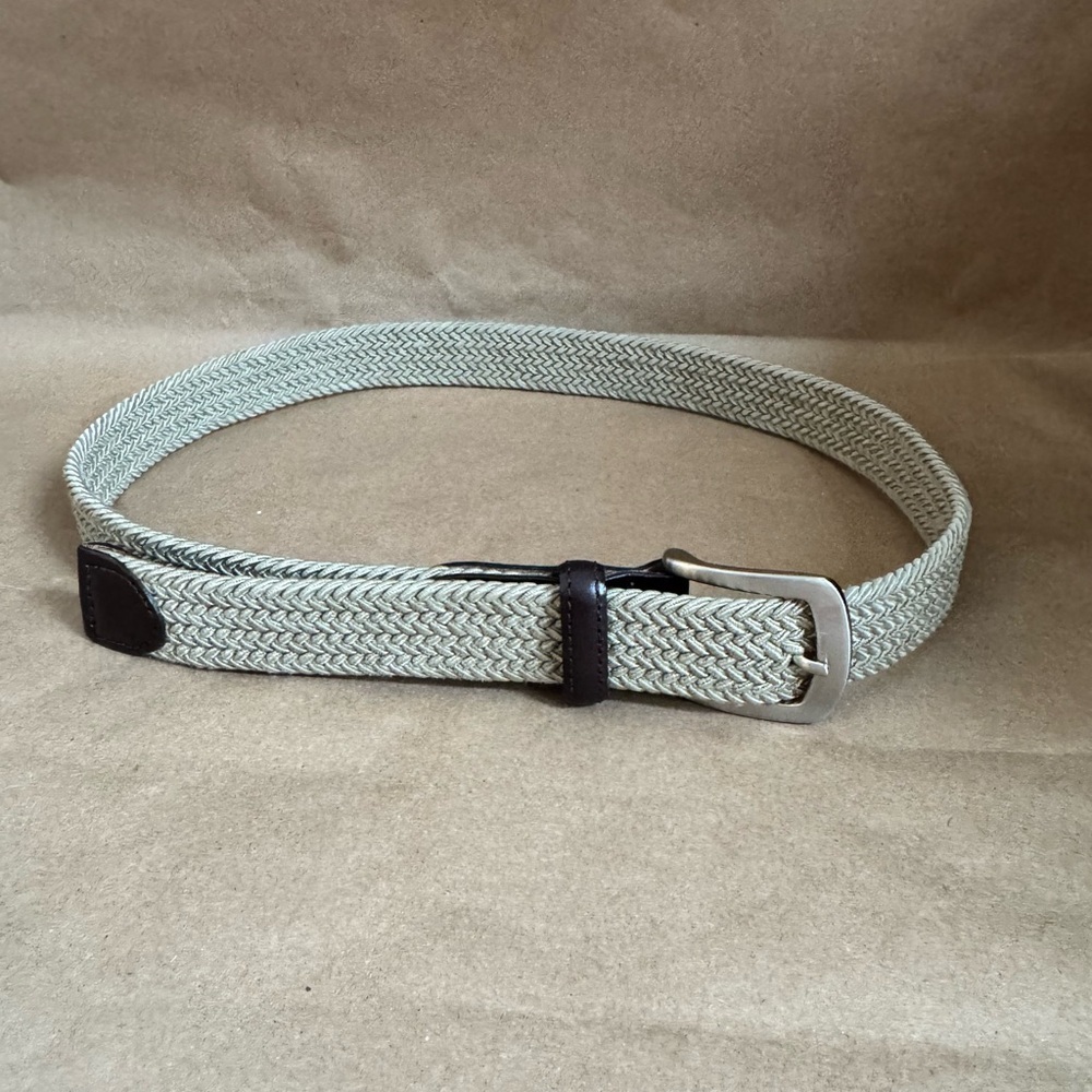 Tilly Endurables 1” Tan Braided Cord Belt with Brown Leather Accent. Size 36/90